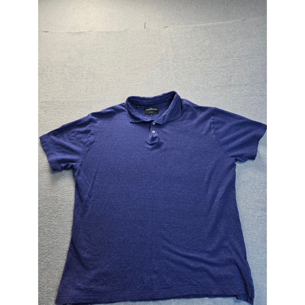 Rodd & Gunn Mens XL Blue Linen Blend Sports Fit Short‎ Sleeve Polo Shirt